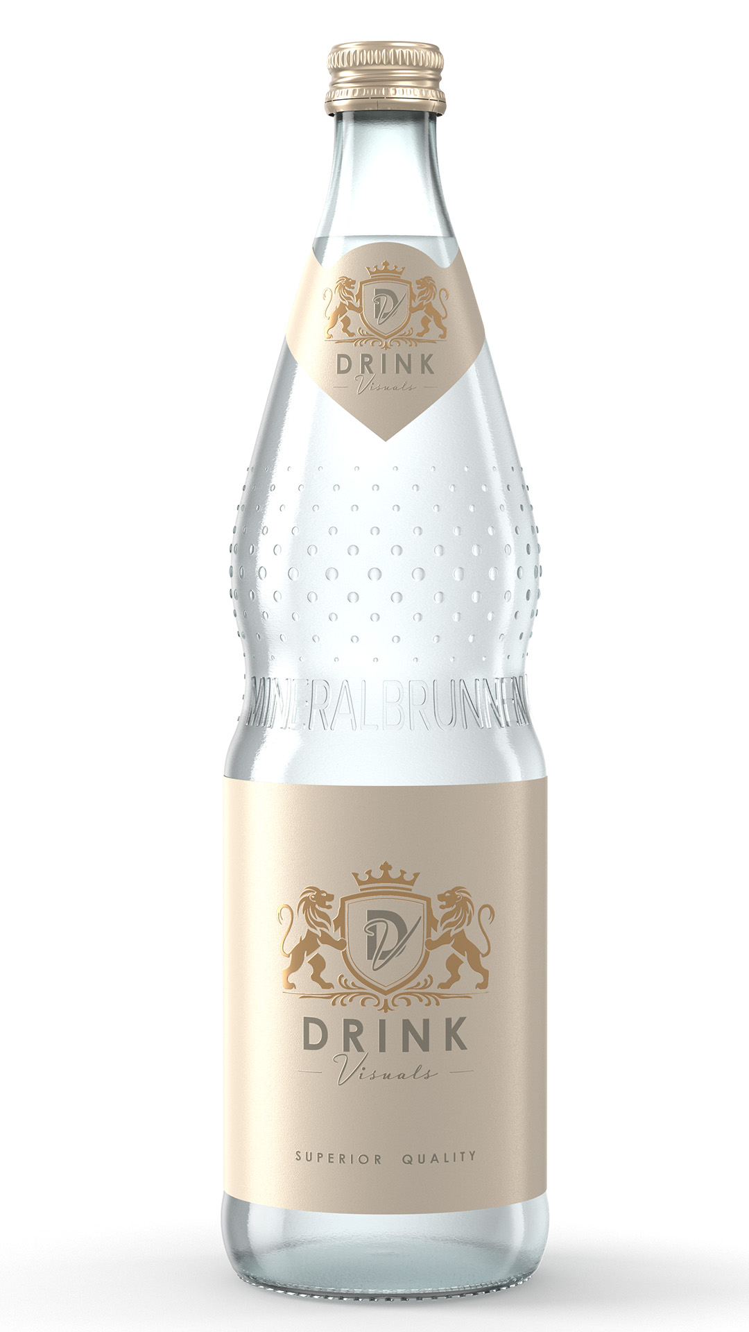 Rendering Perlenflasche Mineralwasser Rendering Perlenflasche Mineralwasser