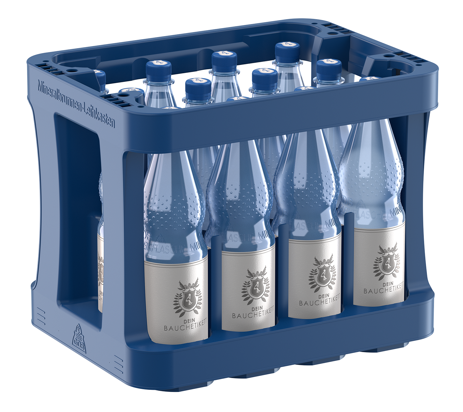 Perspektive Mineralwasser-Kasten Rendering Mineralwasser-Kasten