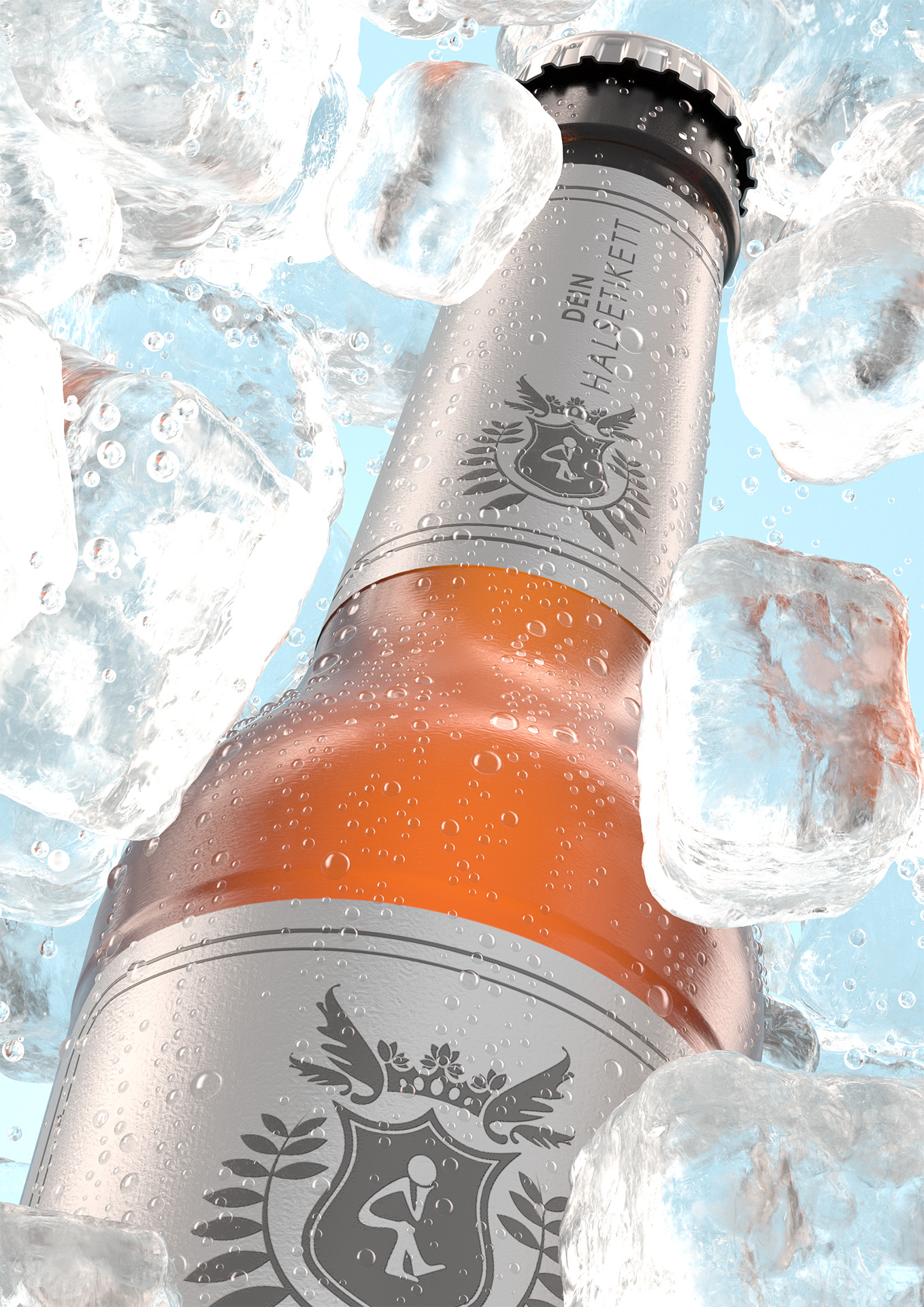 Longneck im Eiswasser Rendering Longneck im Eiswasser