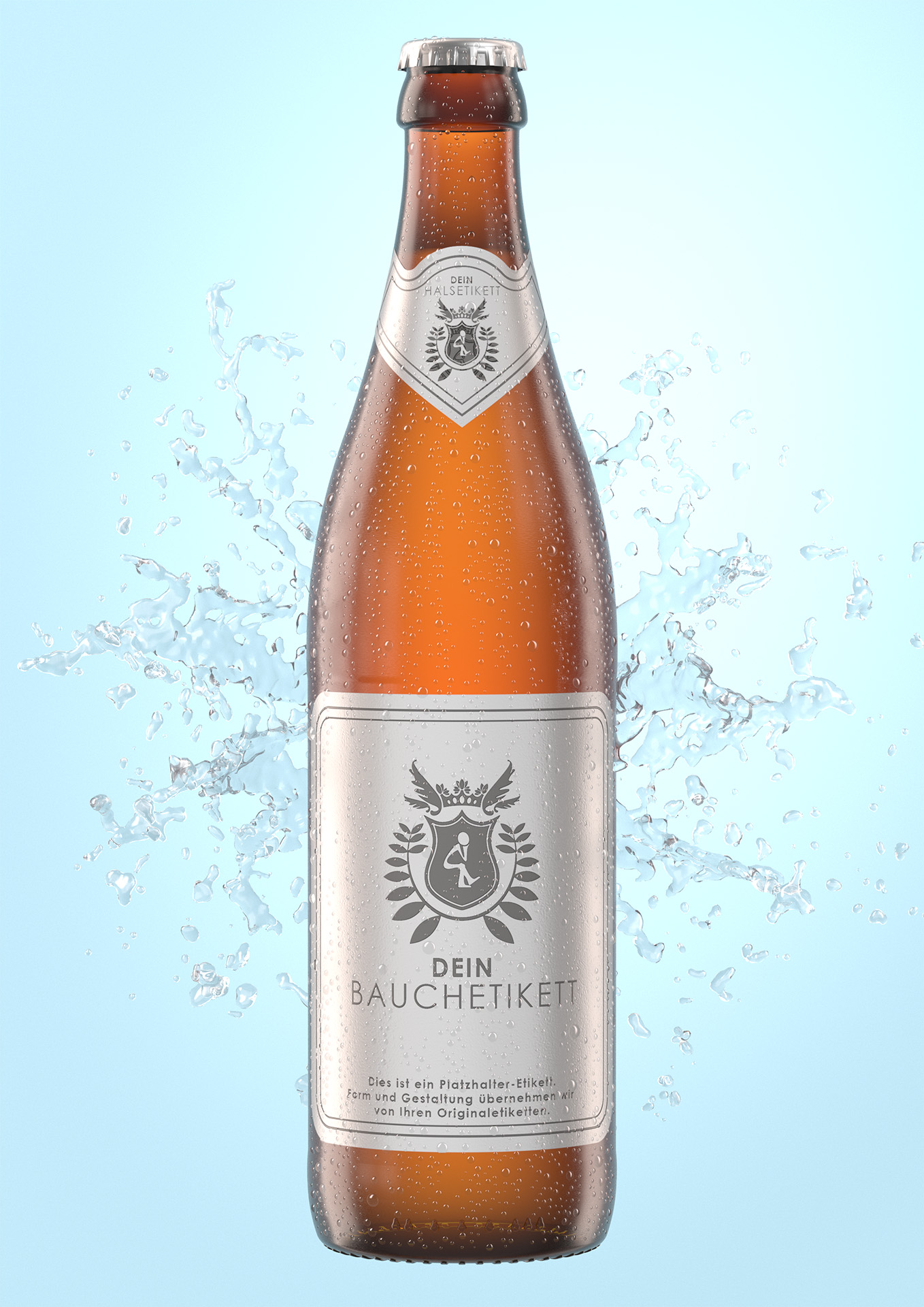 NRW-Bierflasche Splash Hinten Rendering NRW-Bierflasche Splash Hinten