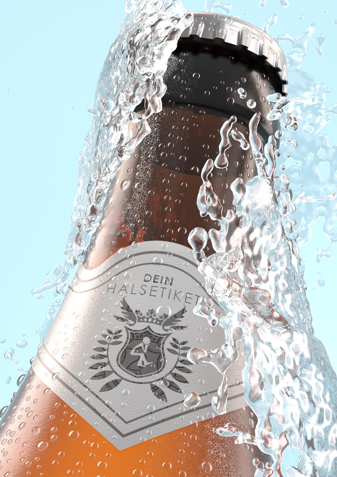 Rendering NRW-Bierflasche Splash Rendering NRW-Bierflasche Splash