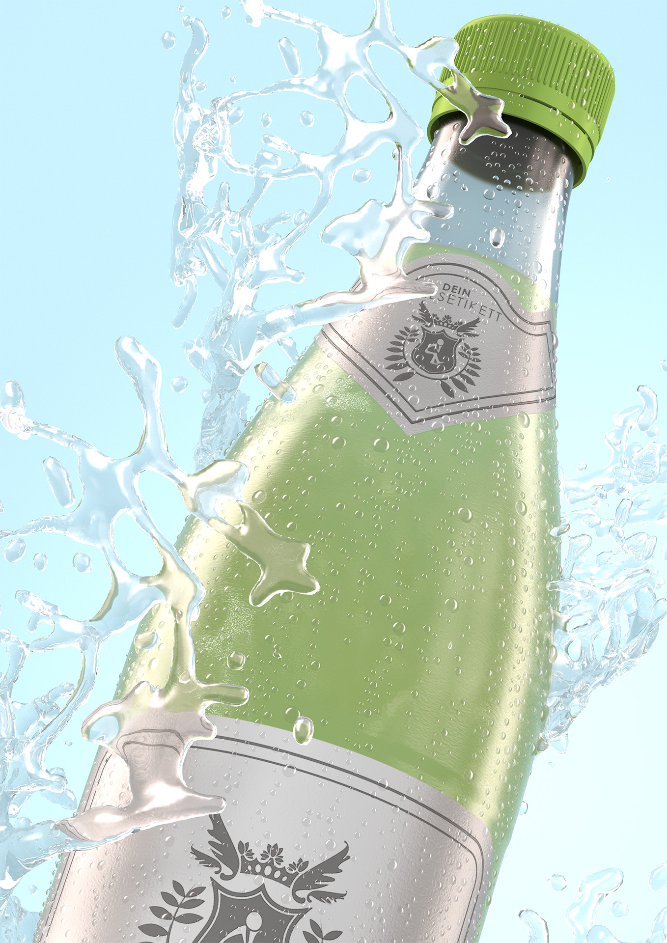 Rendering NRW-Limoflasche Splash Rendering NRW-Limoflasche Splash