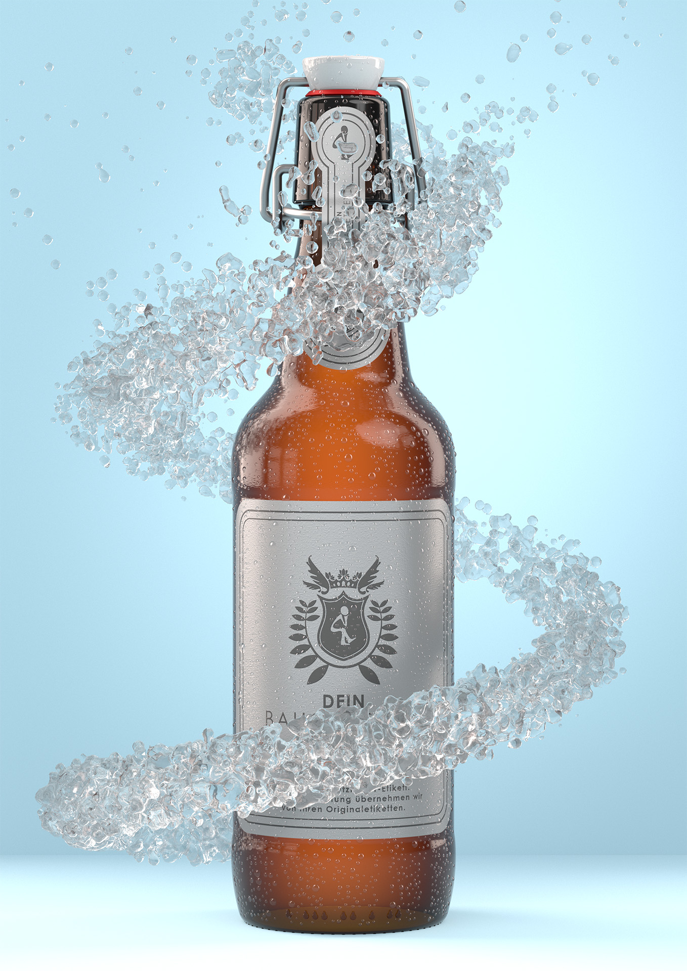 Rendering Bügelflasche Wasserstrahl Rendering Bügelflasche Wasserstrahl